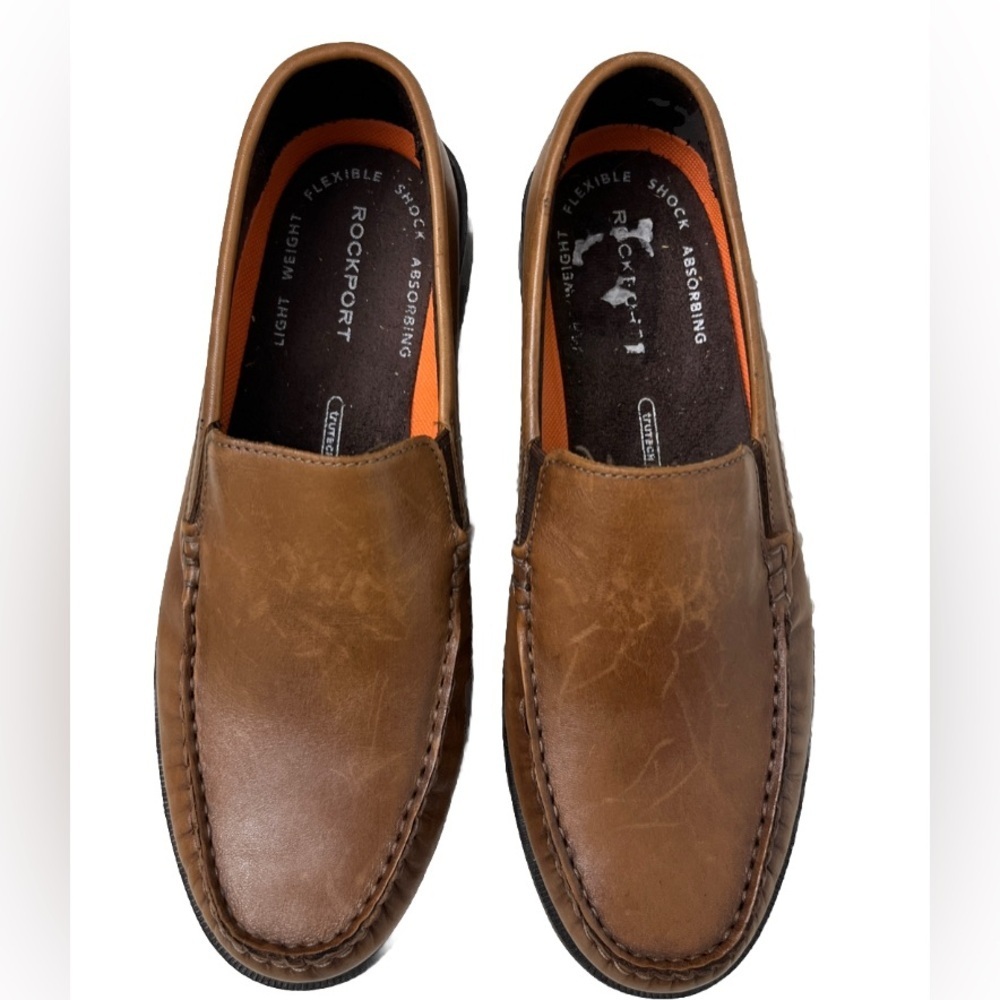 Rockport Palmer Venetian Loafer Size 8 Tan Preppy Casual Leather Comfort EUC